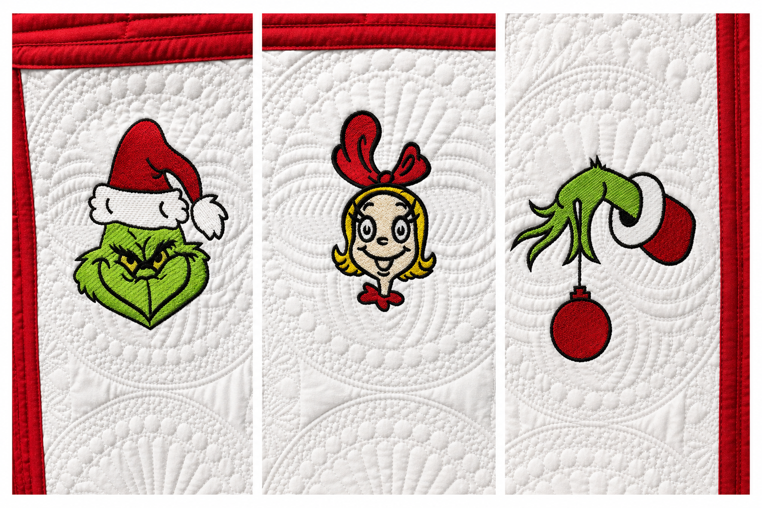Custom Embroidered Grinch Embroidered Quilt