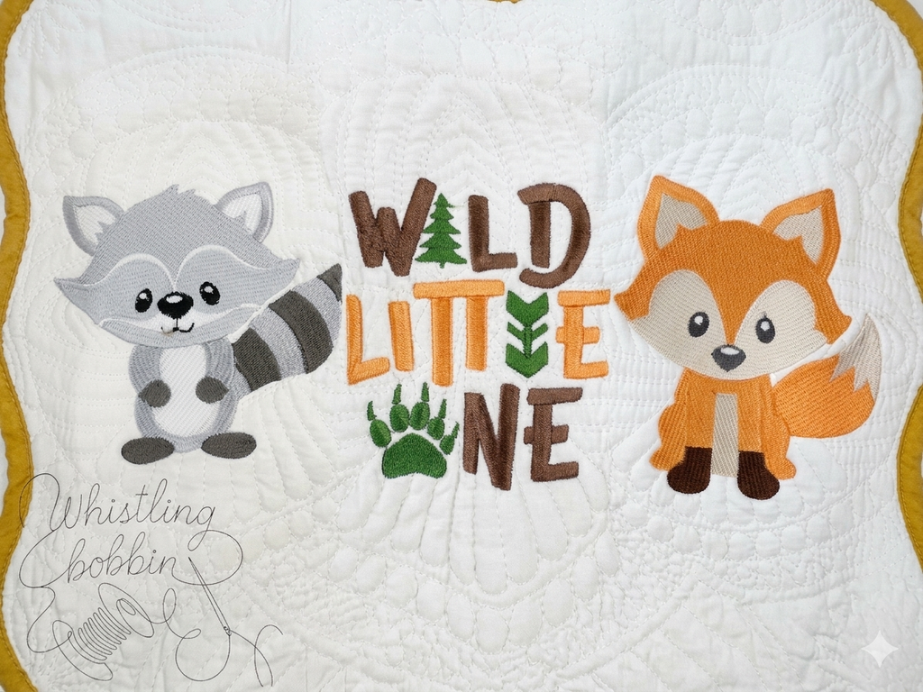 Custom Embroidered WILD LITTLE ONE heirloom quilt