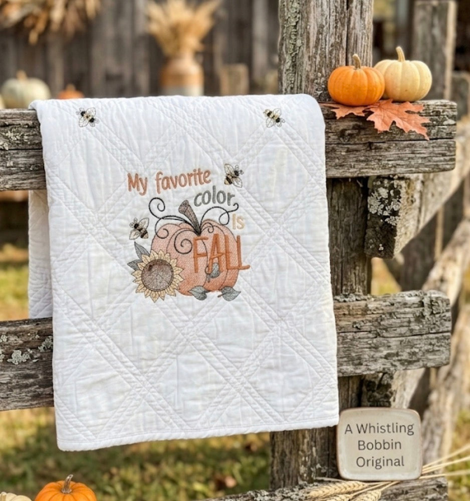Custom Embroidered FALL is my favorite color Quilt