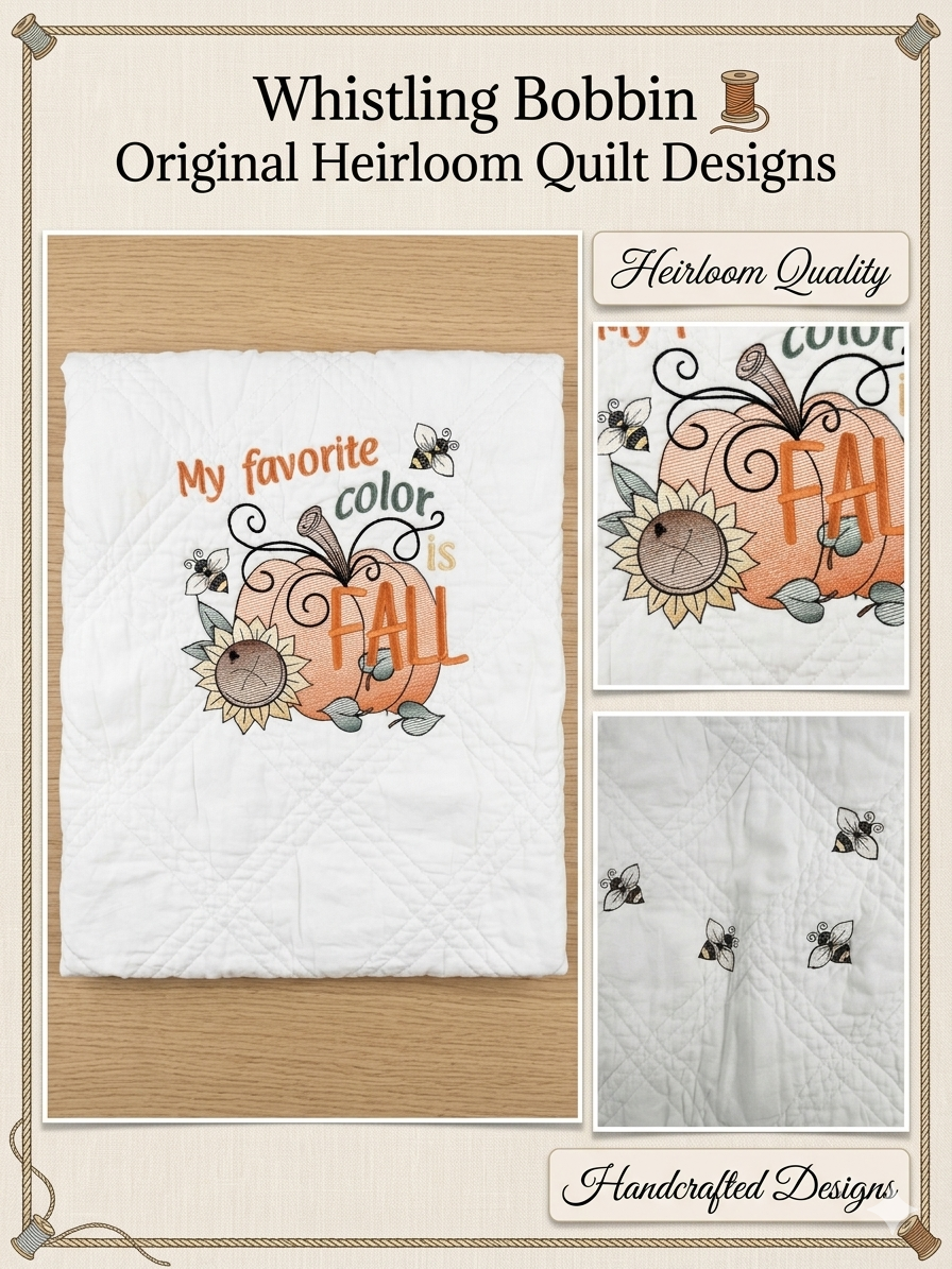 Custom Embroidered MY FAVORITE COLOR IS FALL quilt 50x60