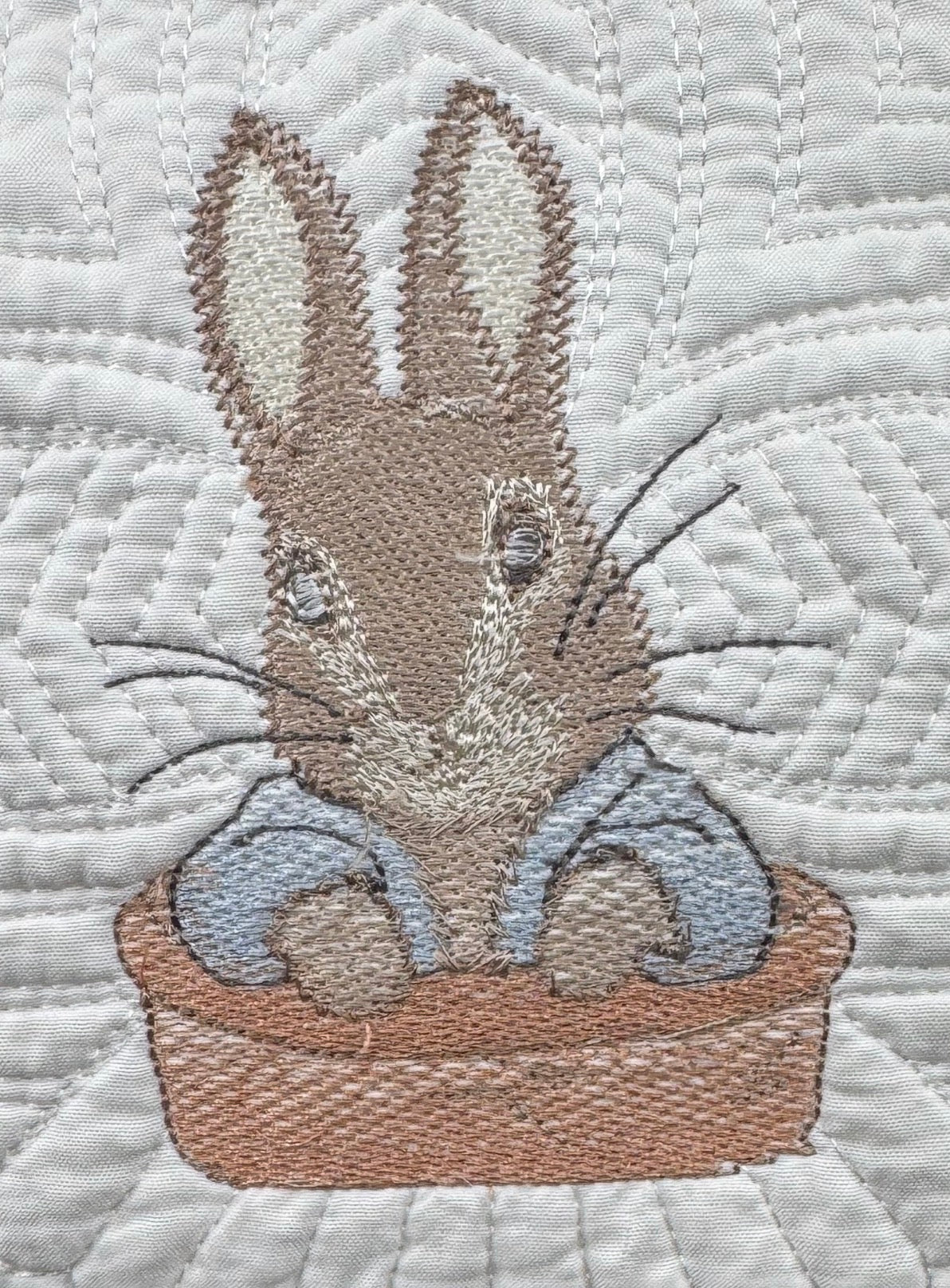 Custom Embroidered Beatrix Potter theme AND SO MY STORY BEGINS Heirloom quilt