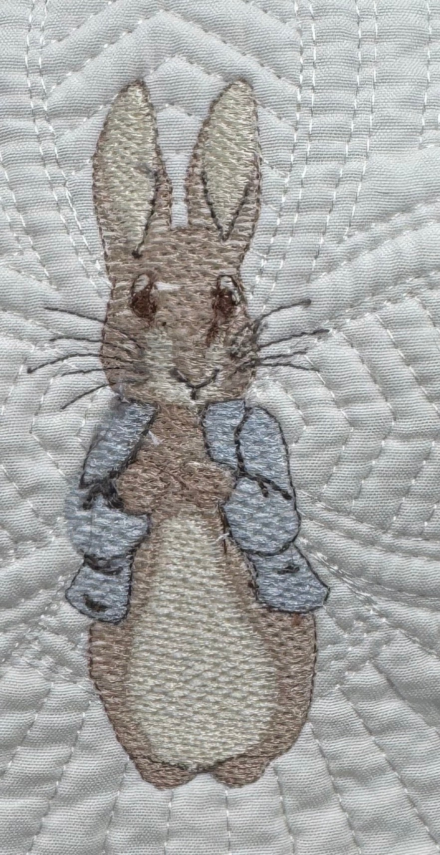 Custom Embroidered Beatrix Potter theme AND SO MY STORY BEGINS Heirloom quilt
