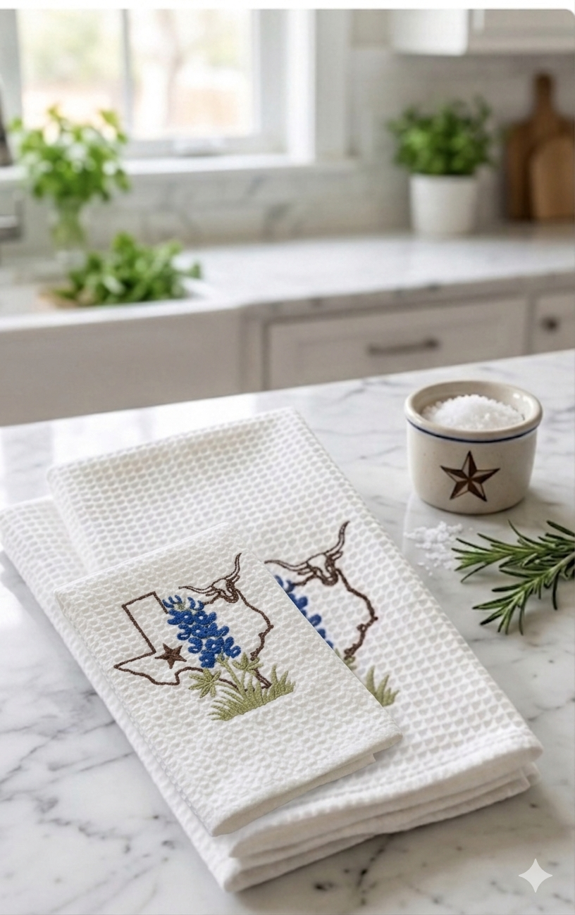 Texas Lone Star Longhorn  Hand towel and washcloth set