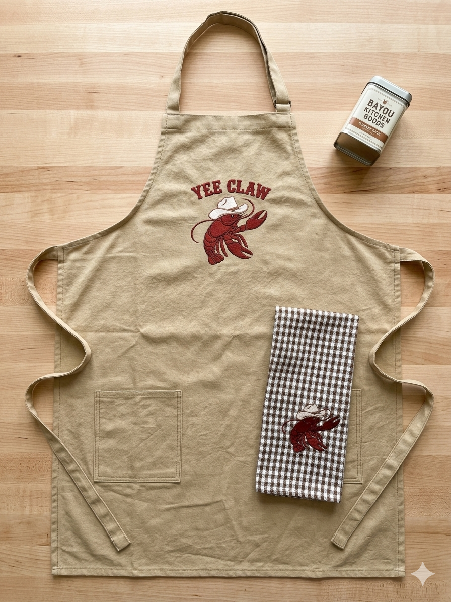 Yes Claw, Cowboy Crawfish Apron and hand towel  Set