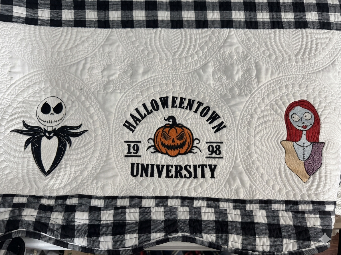 Custom Embroidered Nightmare before Christmas  Heirloom quilt
