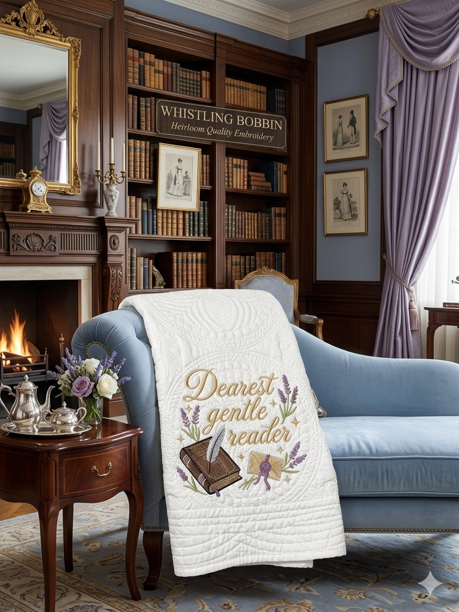 Custom Embroidered Brigdgerton My dearest Reader Heirloom Quilt