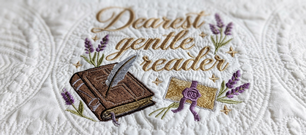Custom Embroidered Brigdgerton My dearest Reader Heirloom Quilt