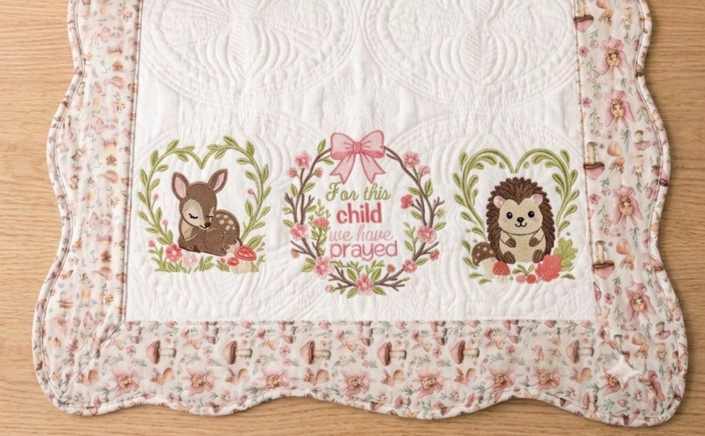 Custom Embroidered For This Child We Have Prayed Heirloom Quilt