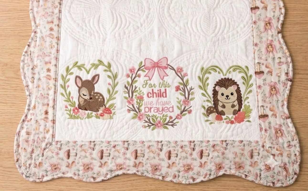Custom Embroidered For This Child We Have Prayed Heirloom Quilt
