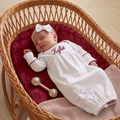 Wholesale Picot Trim Newborn Sleeper White / Red
