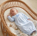 Wholesale Picot Trim Newborn Sleeper Blue / Blue