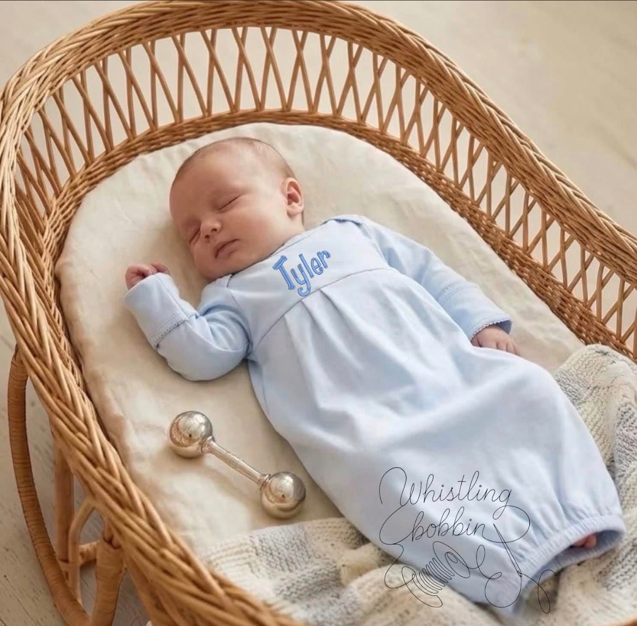 Wholesale Picot Trim Newborn Sleeper Blue / Blue