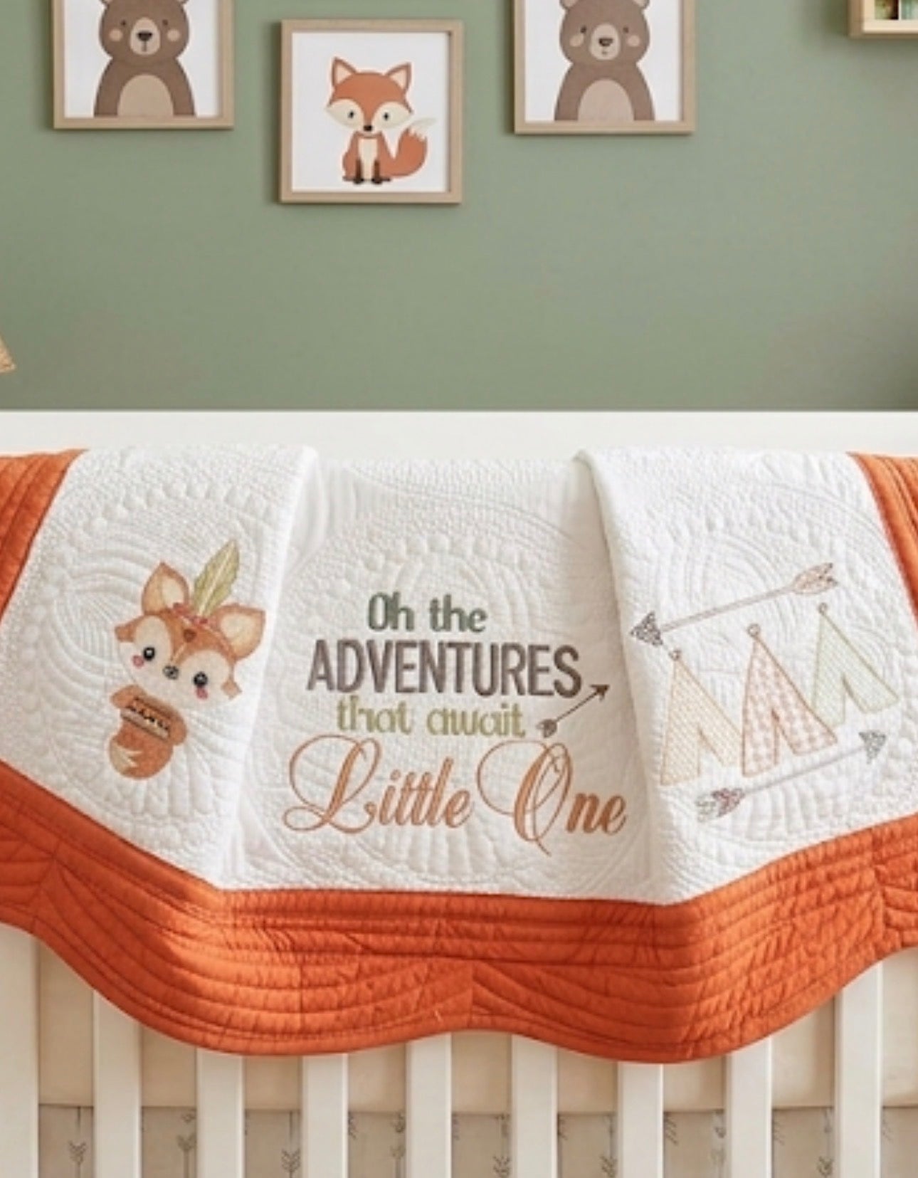 Custom Embroidered Woodland Animals Oh The Adventures Little One Heirloom Quilt