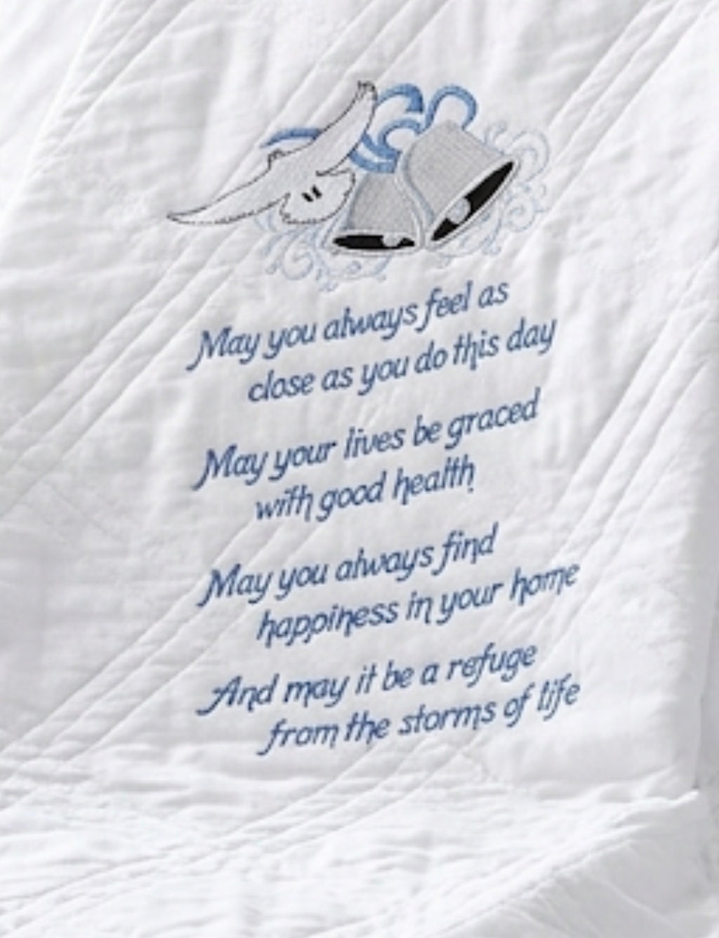 Custom Embroidered Wedding Quilt 50x60