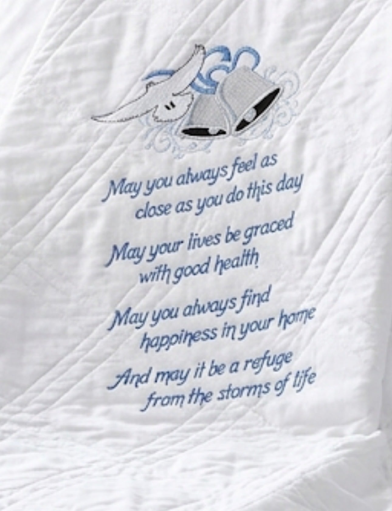 Custom Embroidered Wedding Quilt 50x60