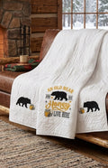 Custom Embroidered AN OLD BEAR AND HIS HONEY LIVE HERE quilt 50x60