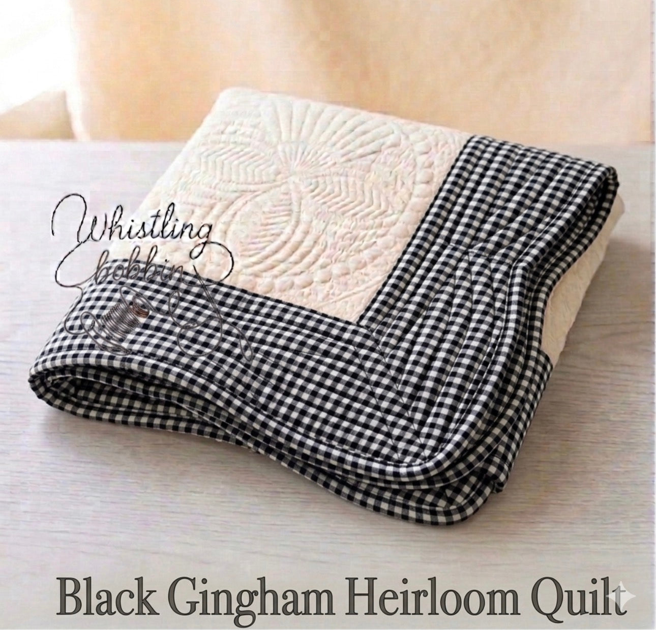 Black Gingham Heirloom Quilt 35x46