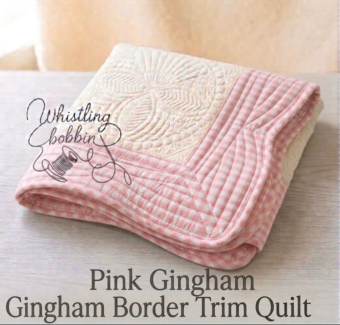 Pink Gingham Heirloom Quilt 35x46