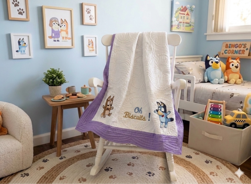 Custom Embroidered Bluey and Bingo Gift Set