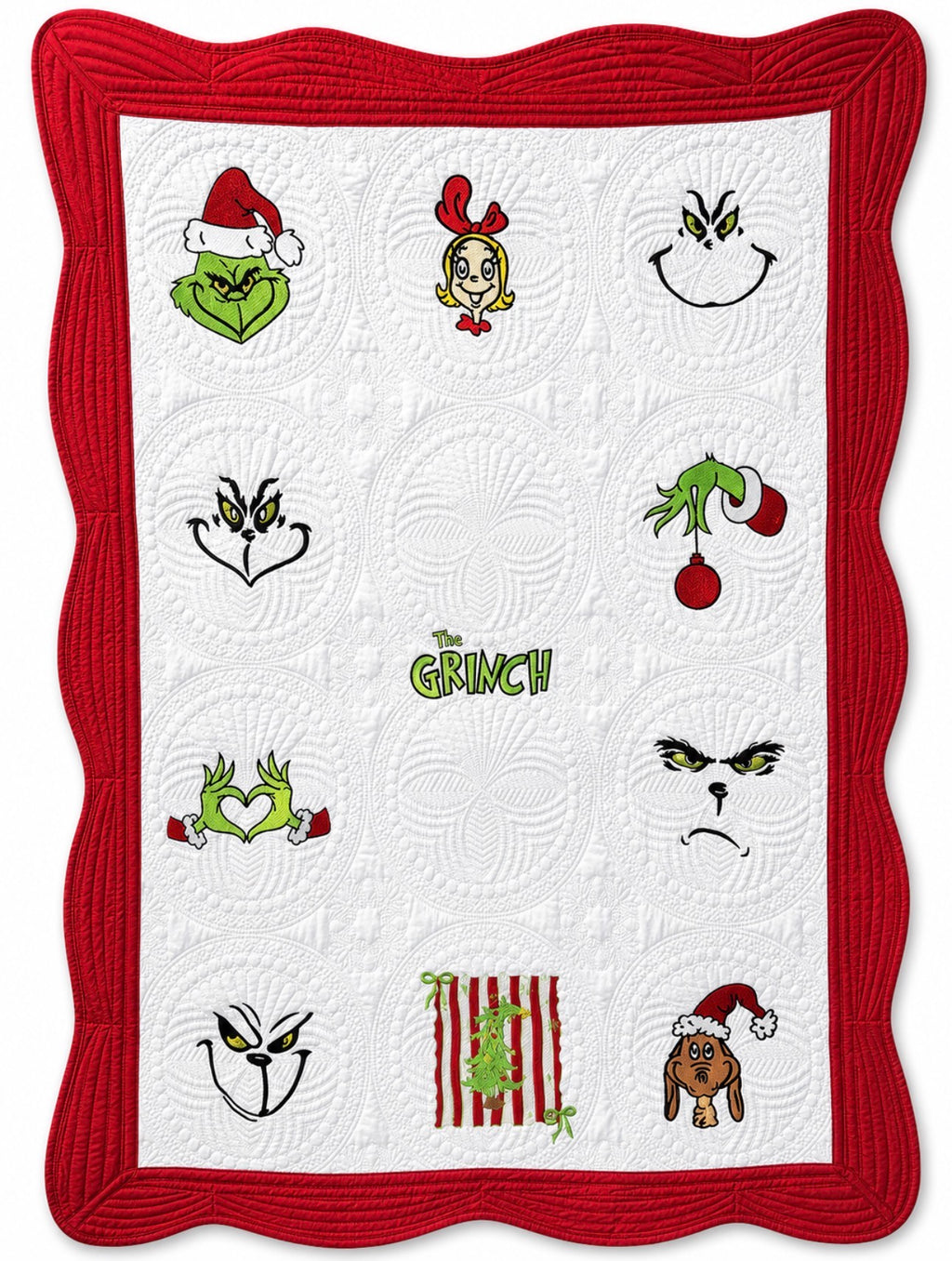 Custom Embroidered Grinch Embroidered Quilt