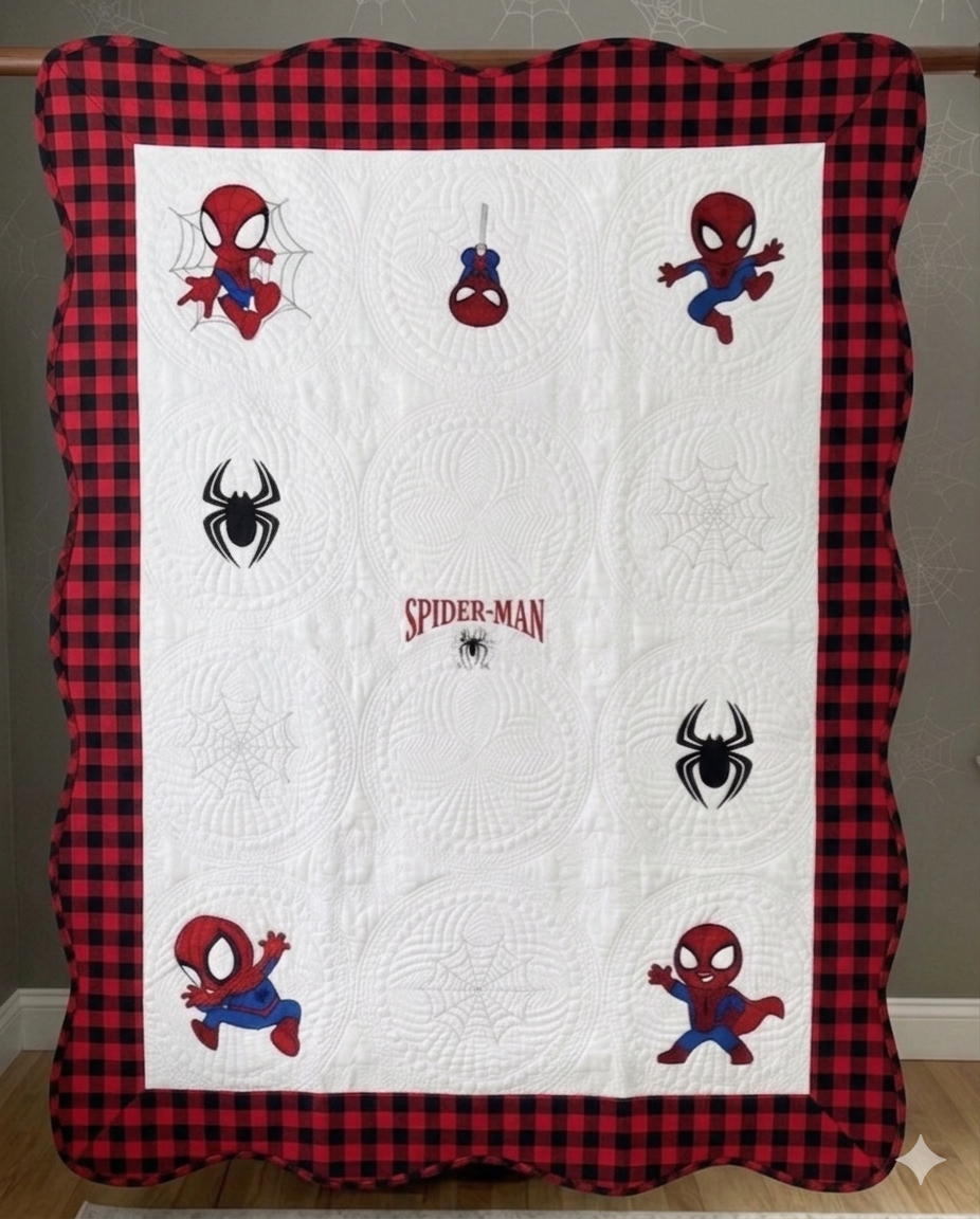 Made To Order Spider-Man Custom Embroidered Quilt