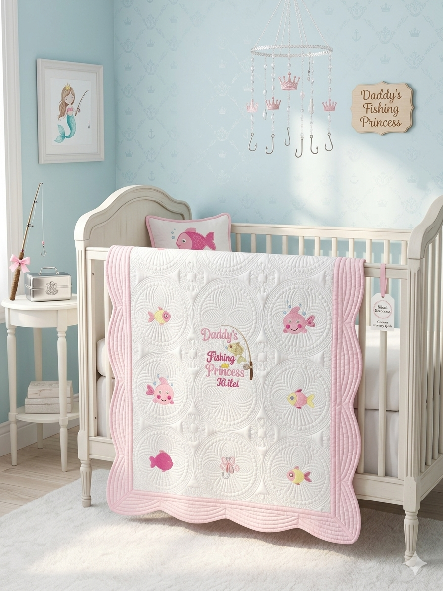 Made to Order Daddy's Little Fishing Princess Heirloom Quilt