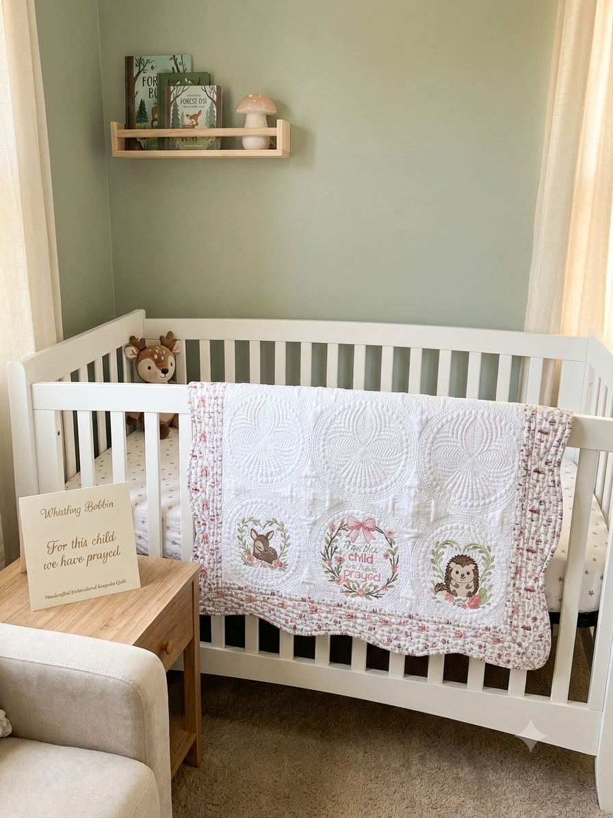 Custom Embroidered For This Child We Have Prayed Heirloom Quilt