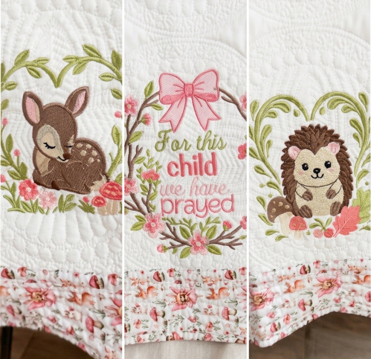Custom Embroidered For This Child We Have Prayed Heirloom Quilt