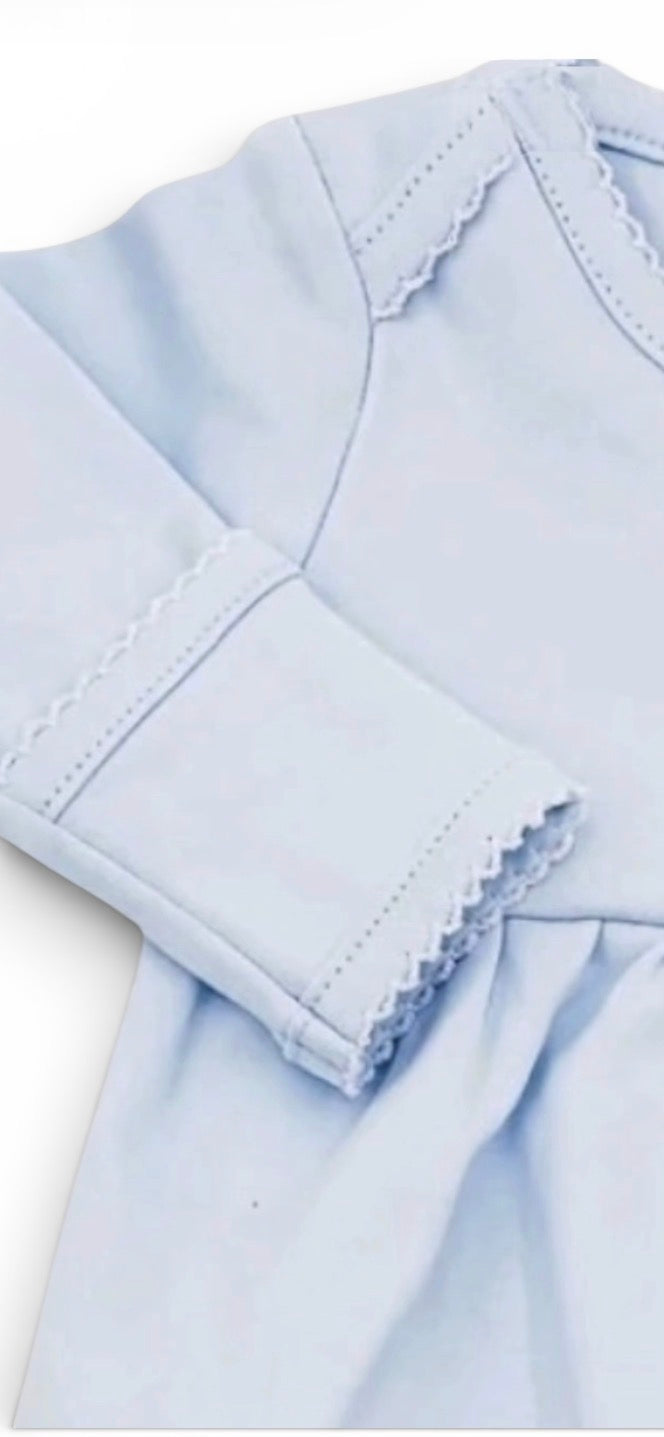 Wholesale Picot Trim Newborn Sleeper Blue / Blue