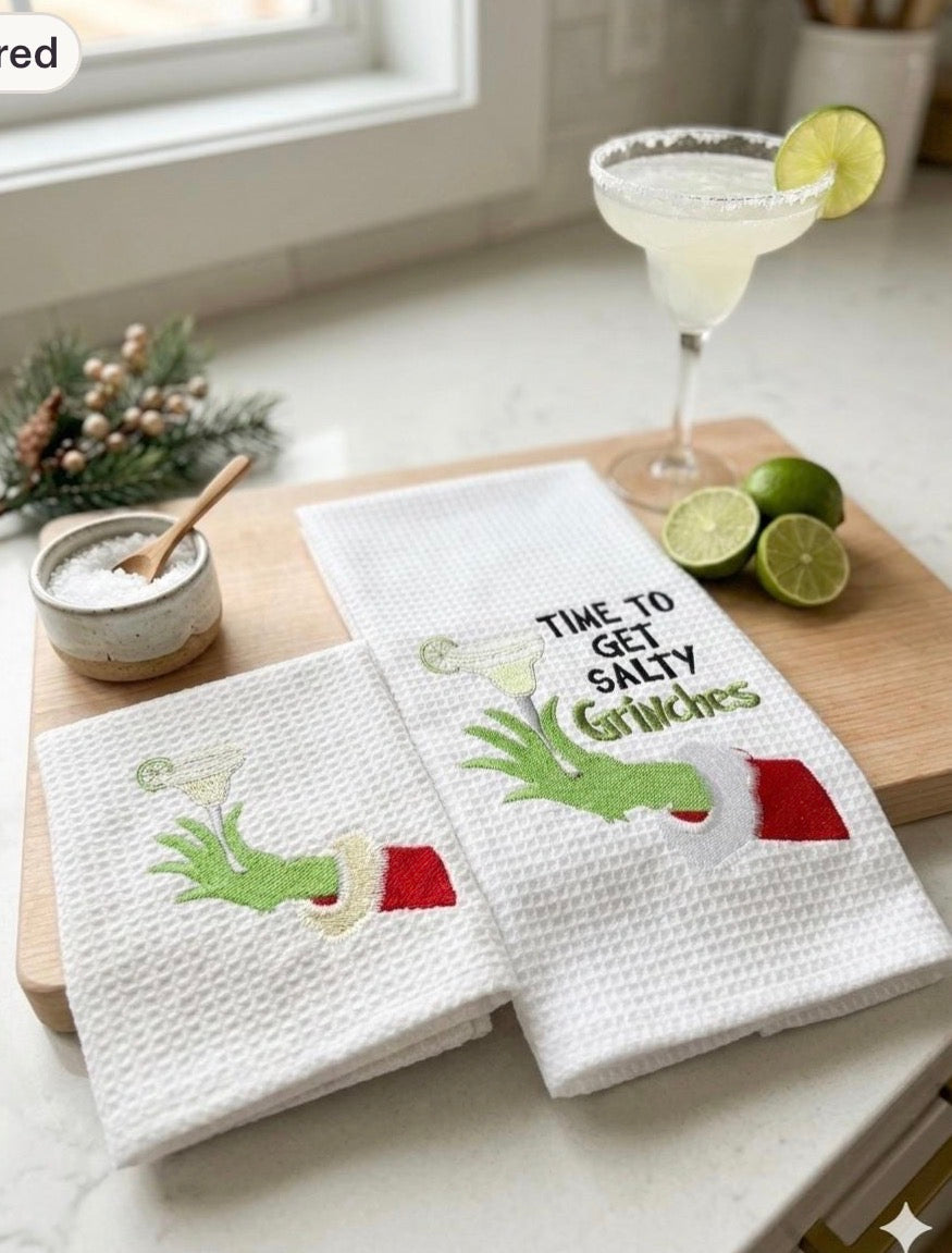 Time to Get Salty Grinch Hand Towel and Wash cloth set