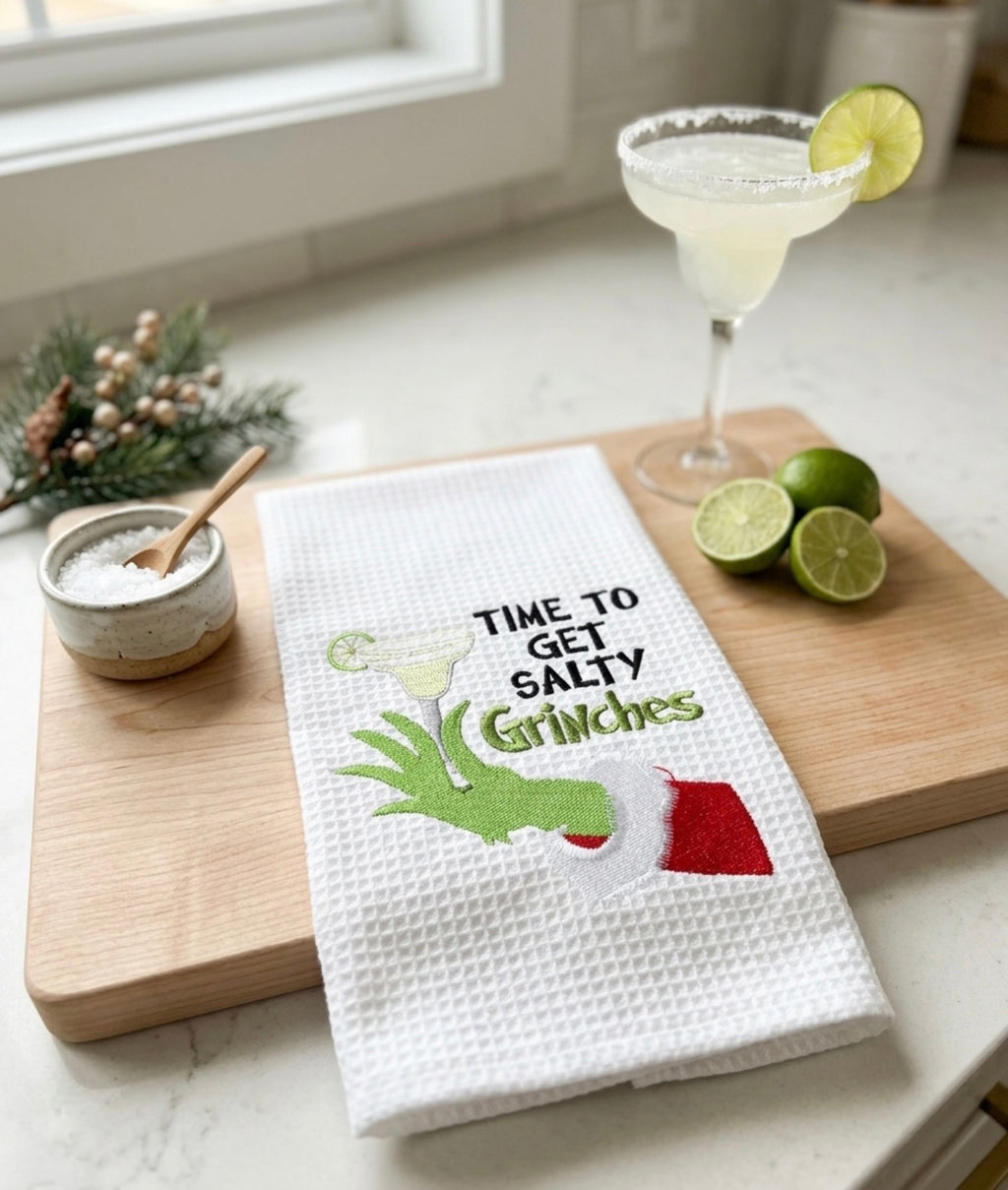 Time to Get Salty Grinch Hand Towel and Wash cloth set