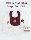 Texas A and M embroidered bib and burp cloth set