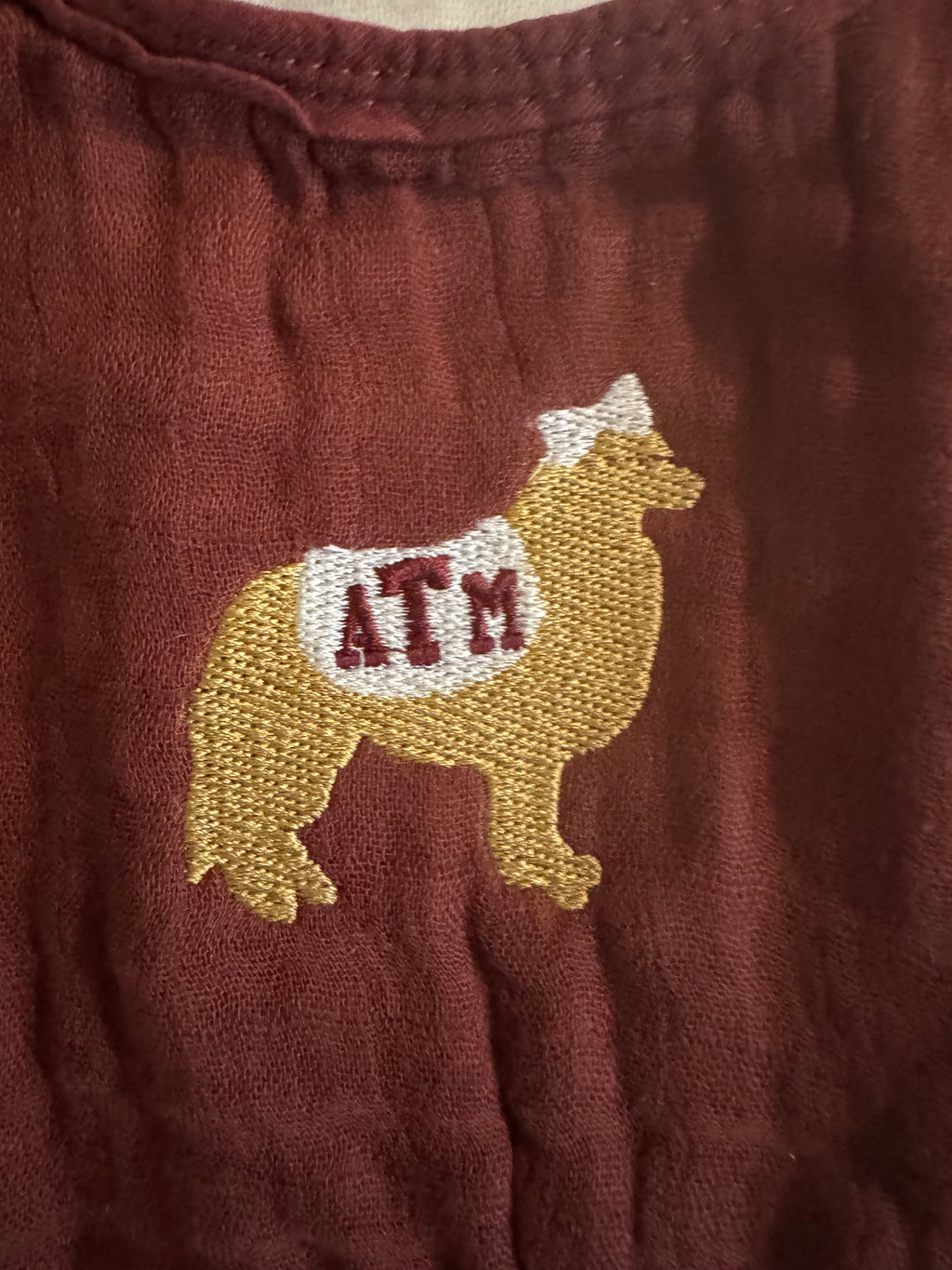 Texas A and M embroidered bib and burp cloth set