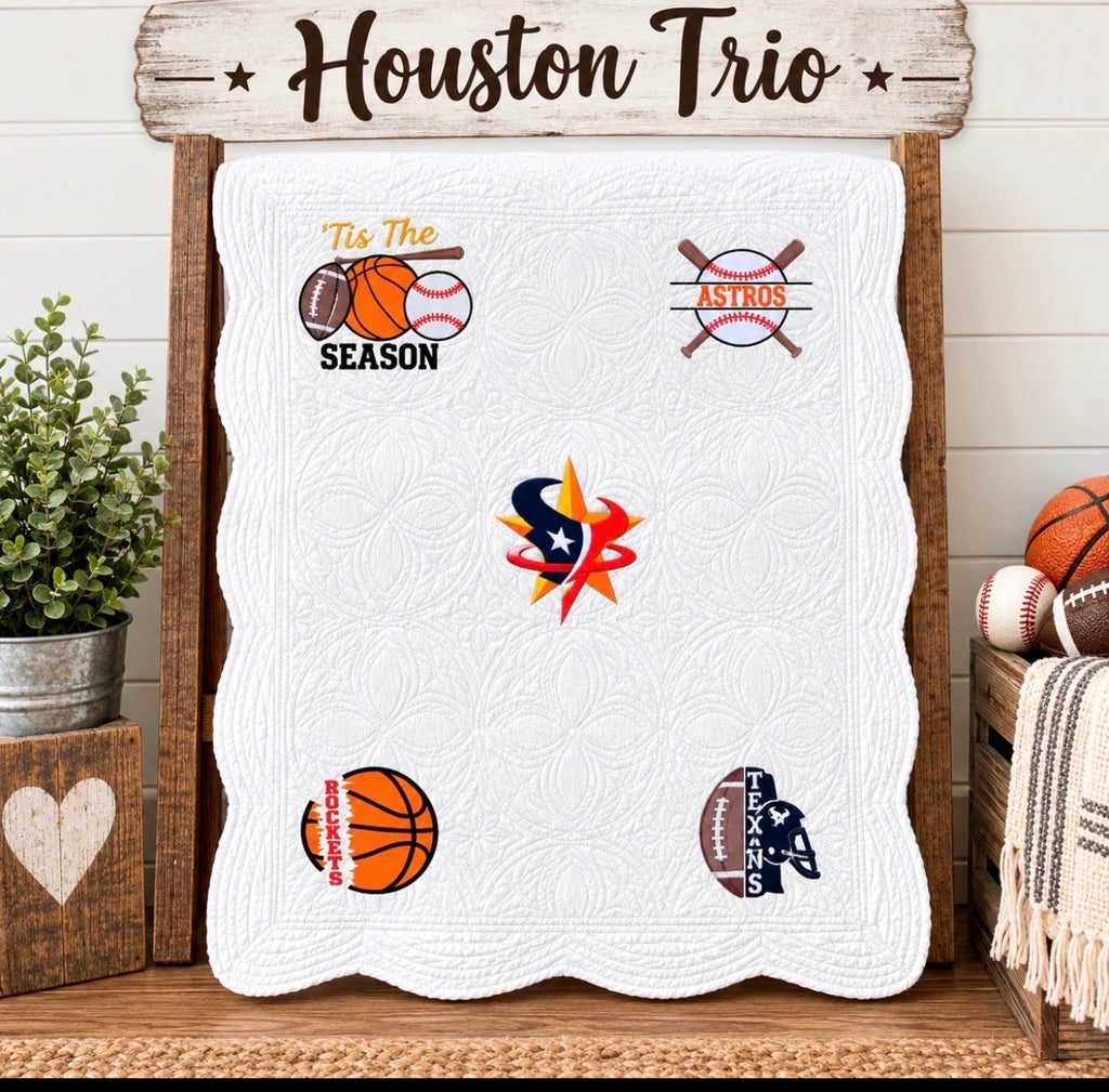 Custom Embroidered Texas Trio Heirloom Quilt