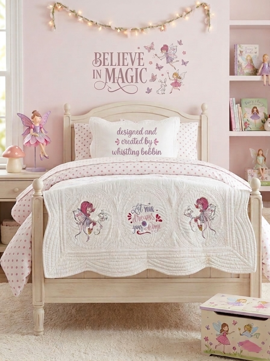 Custom Embroidered Let Your Dreams Be Your Wings Heirloom Quilt