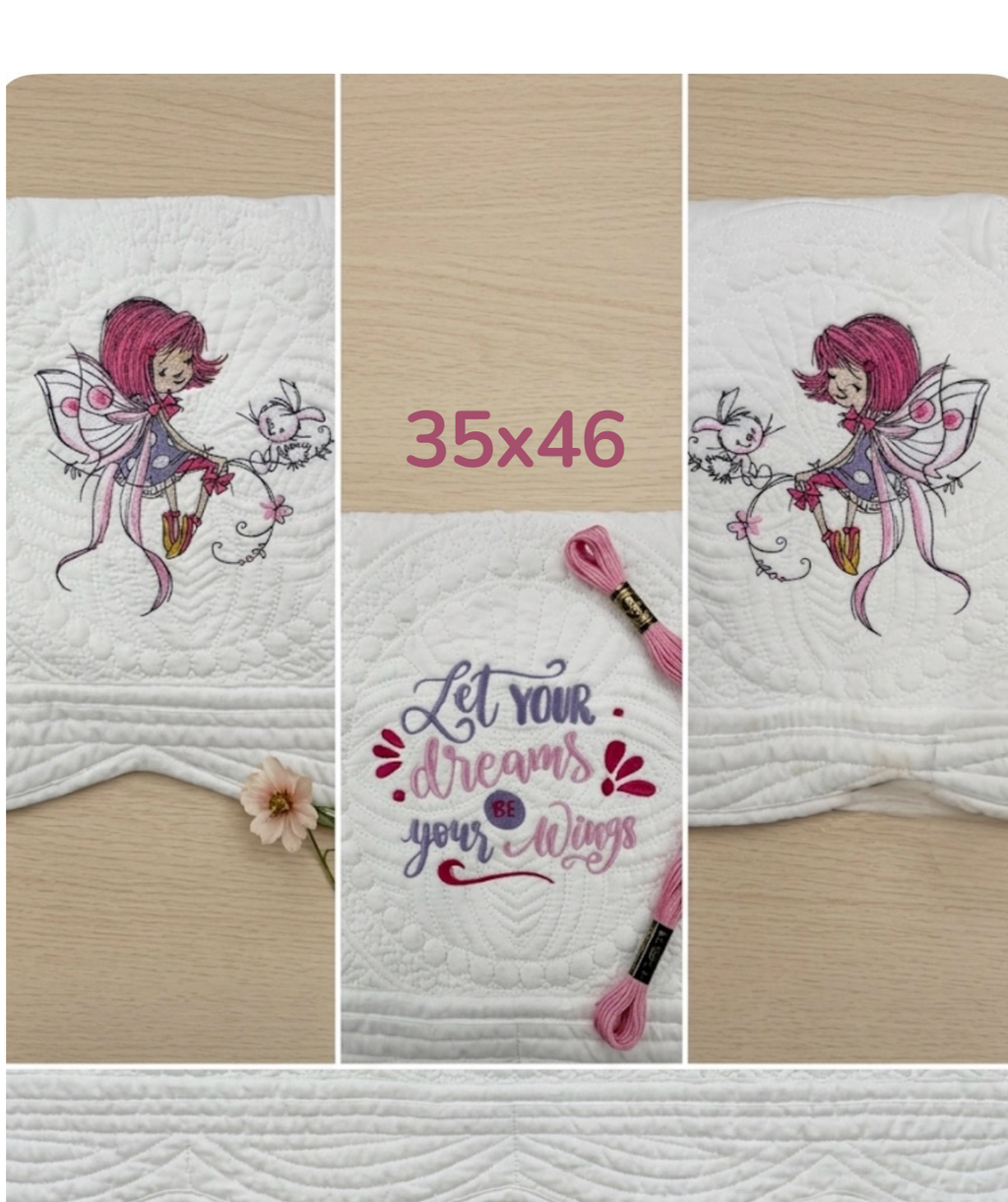 Custom Embroidered Let Your Dreams Be Your Wings Heirloom Quilt