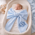 Large Blue Seersucker Baby /Wreath Sash