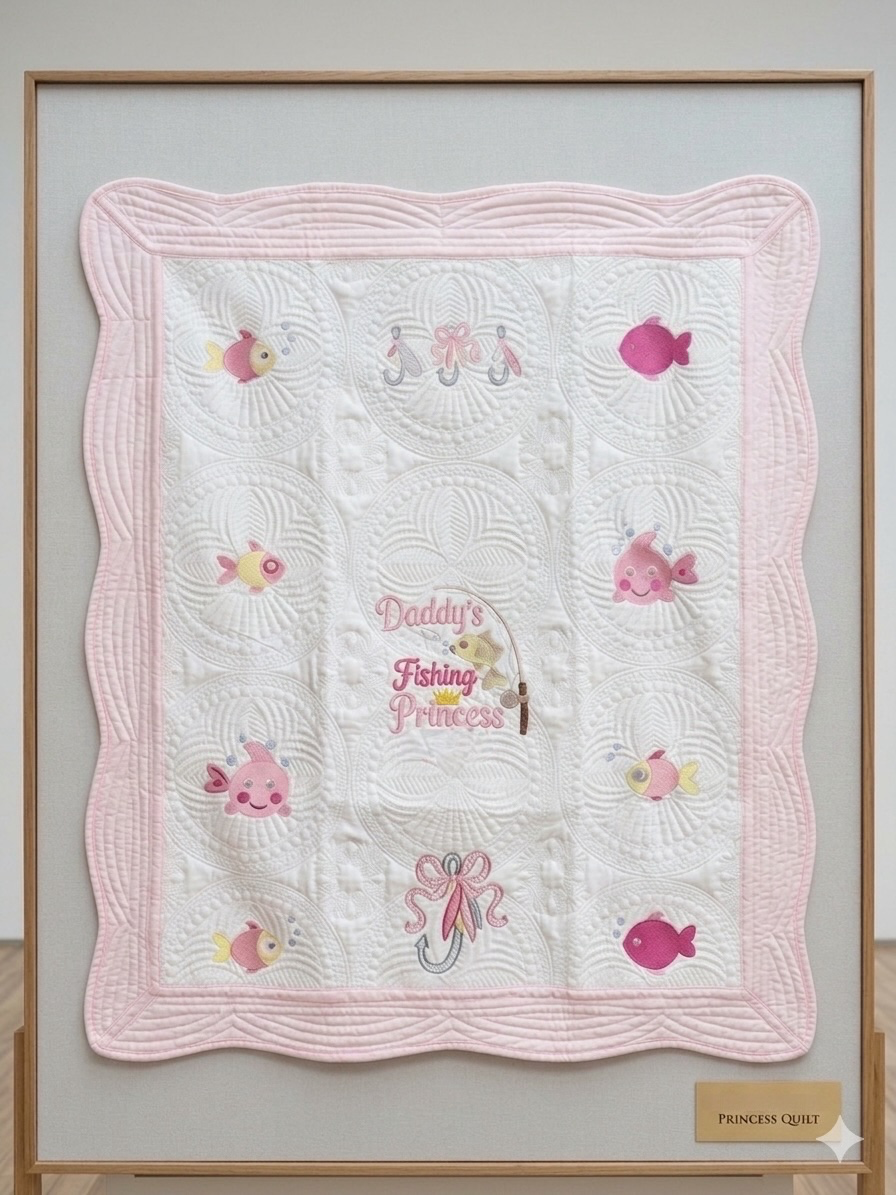 Made to Order Daddy's Little Fishing Princess Heirloom Quilt