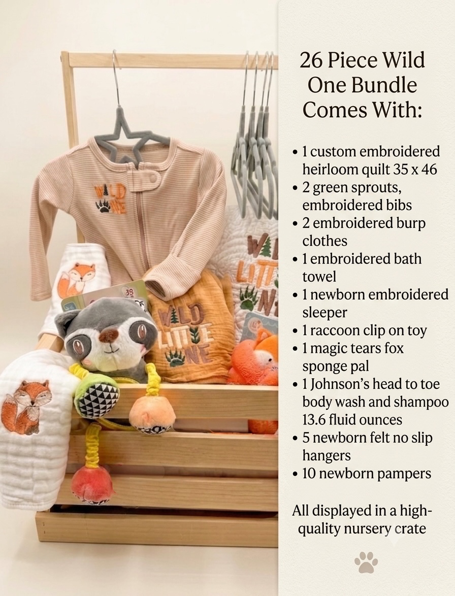 26 Piece Wild One Newborn Gift Set Bundle