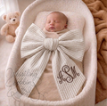 Large Tan/Sand Seersucker Swaddle Sash / Wreath Sash 75x6.5