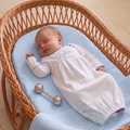 Wholesale Picot Trim Newborn Sleeper White / Blue