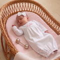 Wholesale Picot Trim Newborn Sleeper White/ Pink
