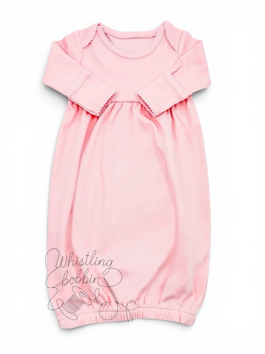 Wholesale Picot Trim Newborn Sleeper Pink / Pink