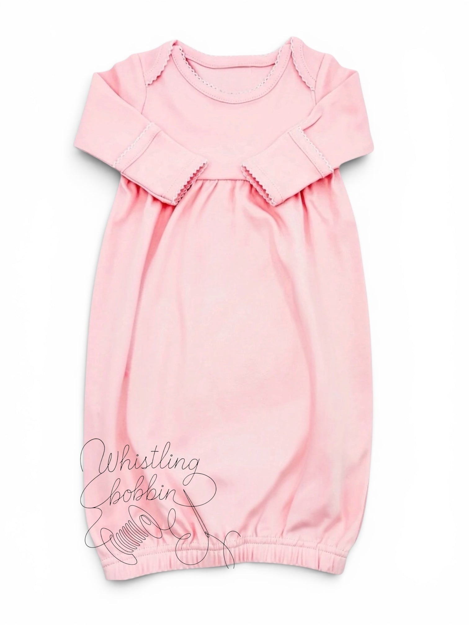 Wholesale Picot Trim Newborn Sleeper Pink / Pink