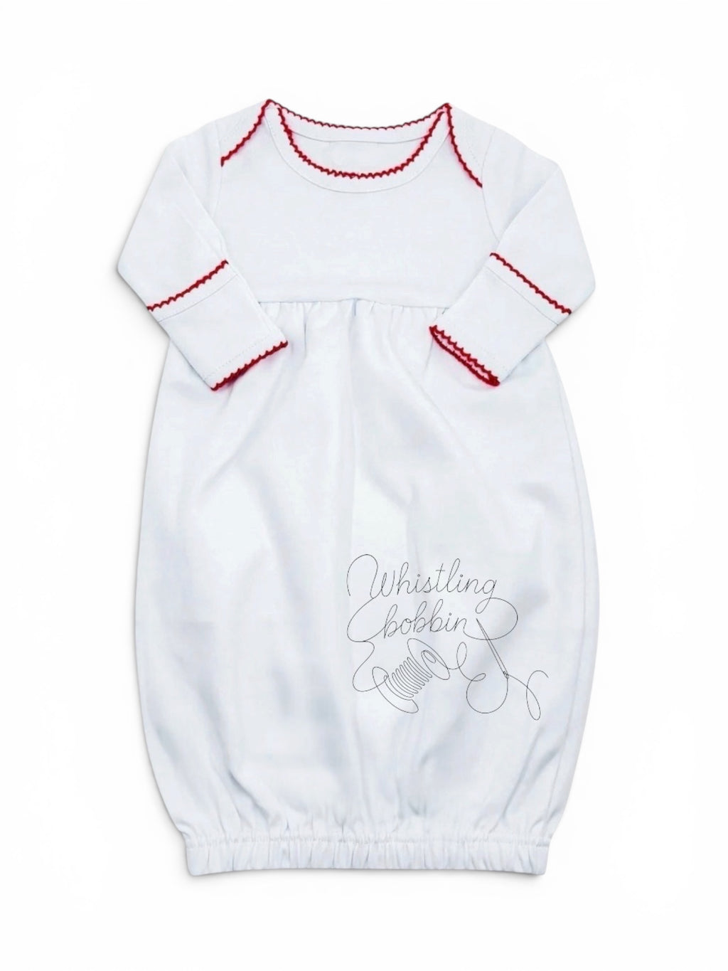 Wholesale Picot Trim Newborn Sleeper White / Red