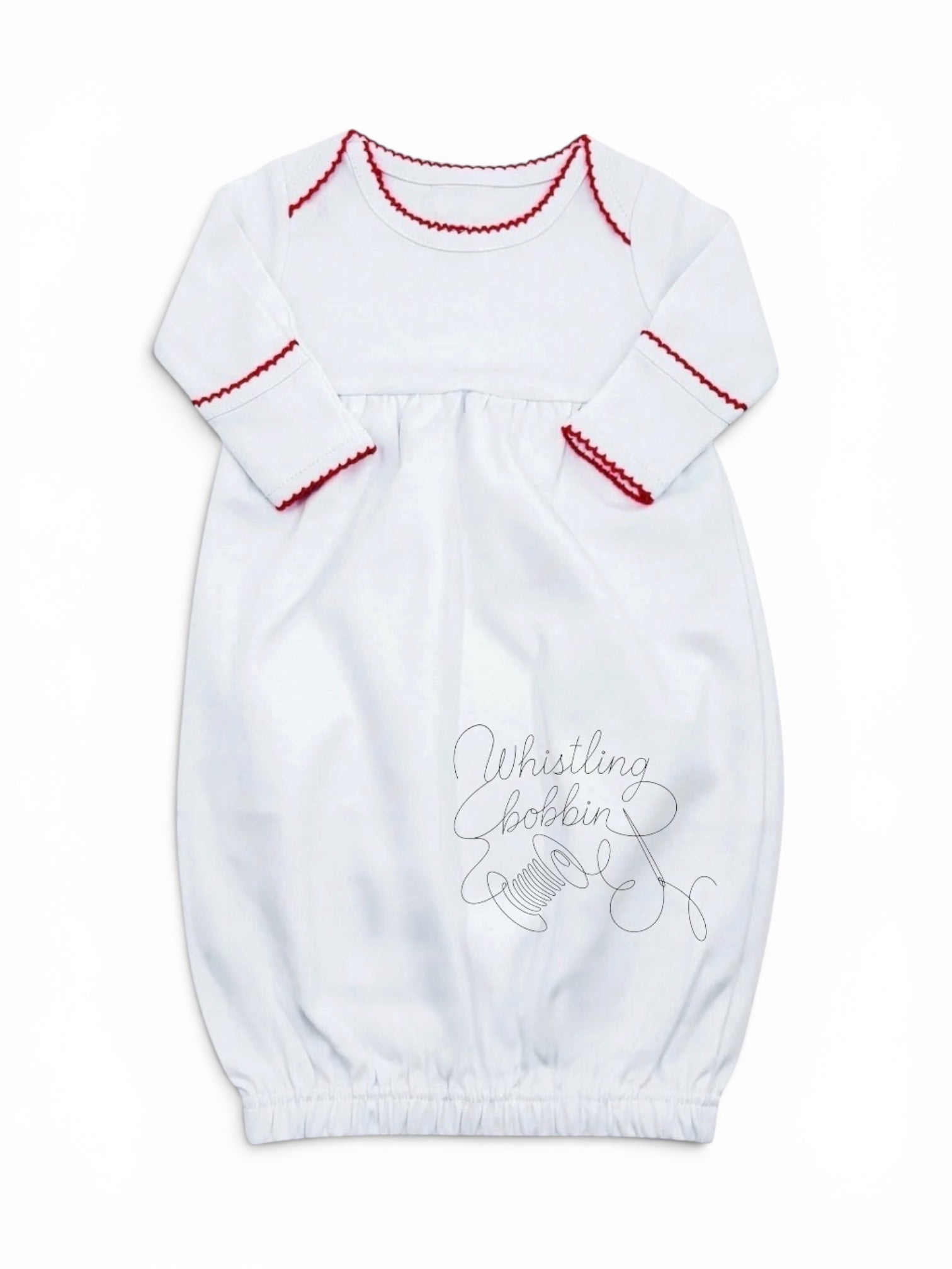 Wholesale Picot Trim Newborn Sleeper White / Red
